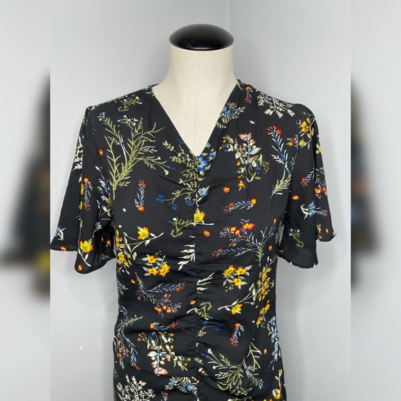 WALTER BAKER Black Floral Midi Dress Size: M - Picture 5 of 15